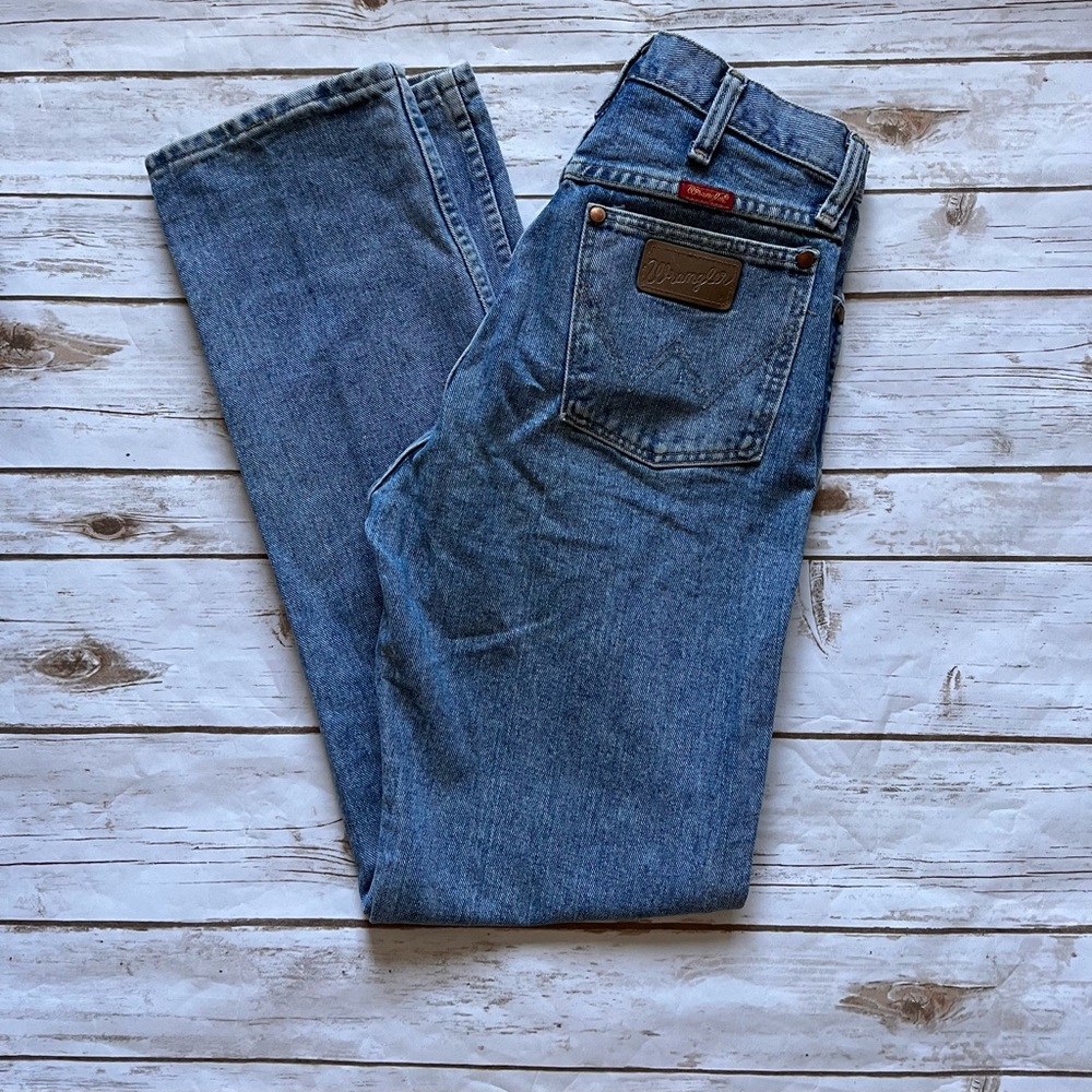 💜WRANGLER light wash men’s bootcut jeans